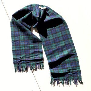 Vtg 80s Pendleton Tartan Scarf 100% Virgin Wool Made in USA Fringe Plaid